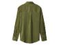 Olijfgroen satijnen overhemd met lange mouwen en kraag, achteraanzicht