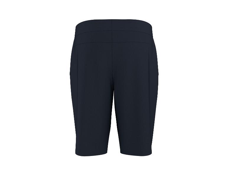 Donkerblauwe damesfietsbroek met brede tailleband.