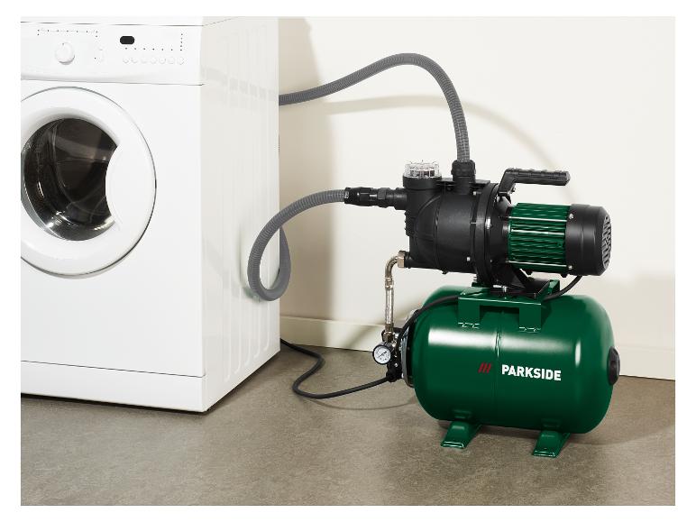 Wasmachine en PARKSIDE hydrofoorpomp in groen en zwart