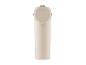 Een beige zeepdispenser.