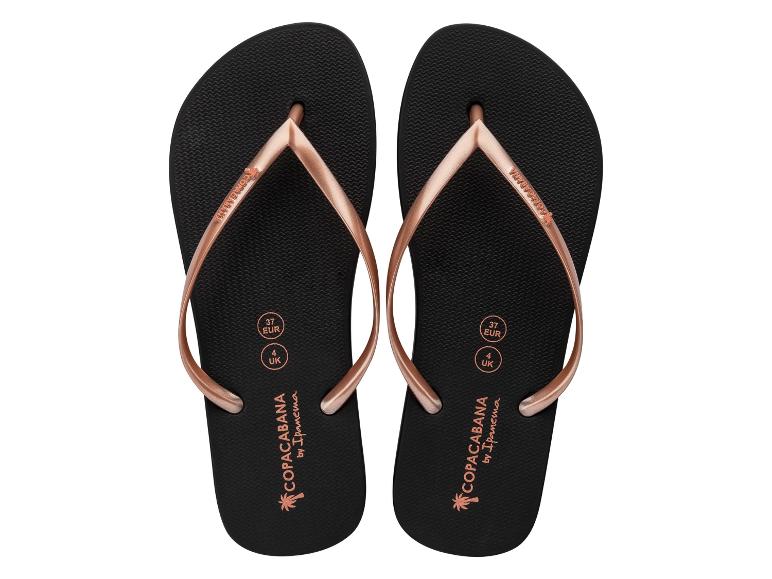 Zwarte teenslippers met roségouden bandjes, maat 37 EUR / 4 UK