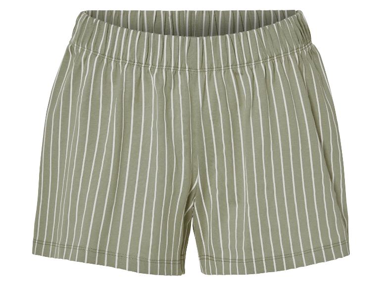 Groene gestreepte shorts met elastische tailleband.