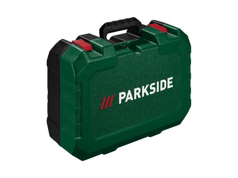 Groene Parkside gereedschapskoffer met handvat.