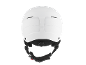 Witte skihelm met bandjes en rode gesp, achteraanzicht