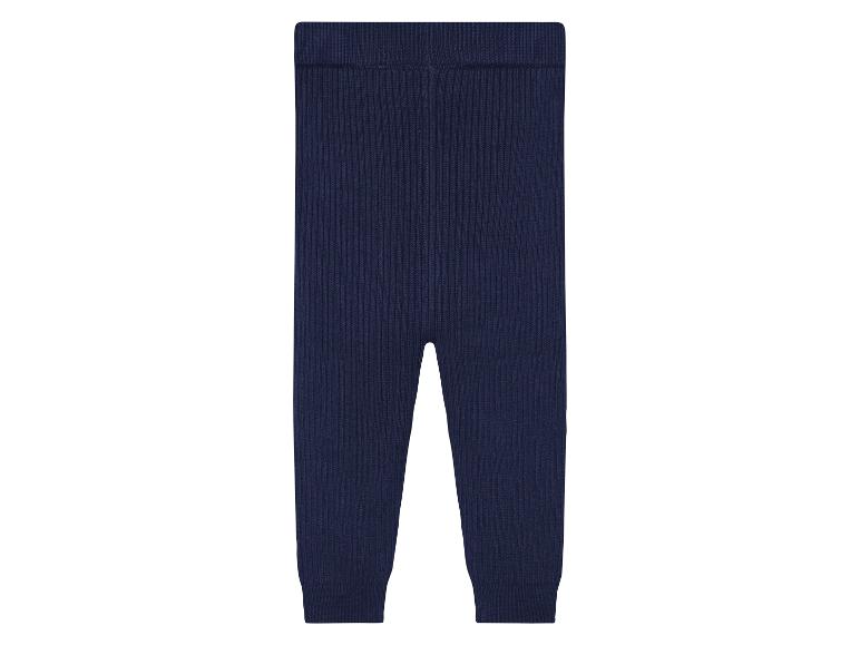 Donkerblauwe gebreide leggings voor baby's.