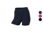 Dames sportshorts in donkerblauw met kleuropties: donkerblauw, rood, zwart.