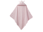 Roze babycapuchonhanddoek met slapend gezicht en oren.