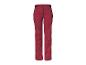 Rode outdoorbroek met zwarte details en verstevigde knieën.