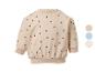 Beige baby sweatshirt met zwarte stippen en drie kleuropties.