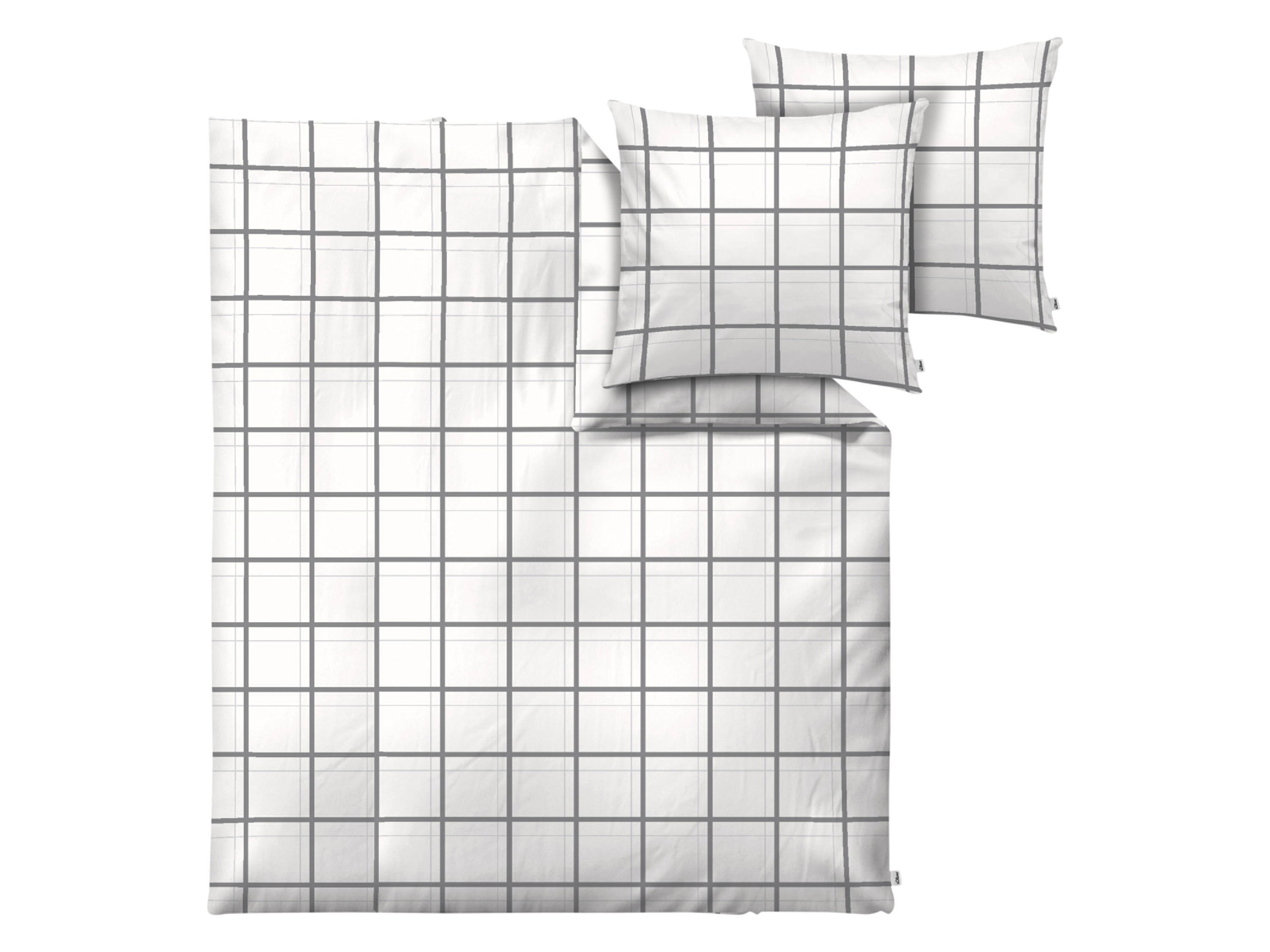 s.Oliver Mako satijnen dekbedovertrek 200 x 200 cm (Wit/grijs)