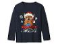 Donkerblauw kinder T-shirt met lange mouwen en kerst Paw Patrol print