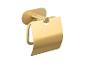Een moderne gouden toiletrolhouder.