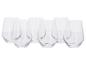 Set van zes transparante steelvrije glazen