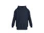 Donkerblauwe hoodie op een witte achtergrond.