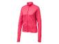 Roze dames sportjack met volledige rits en geribbelde textuur.