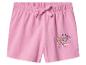 Roze meisjesshort met 'Be Happy!' opdruk en een puppy.