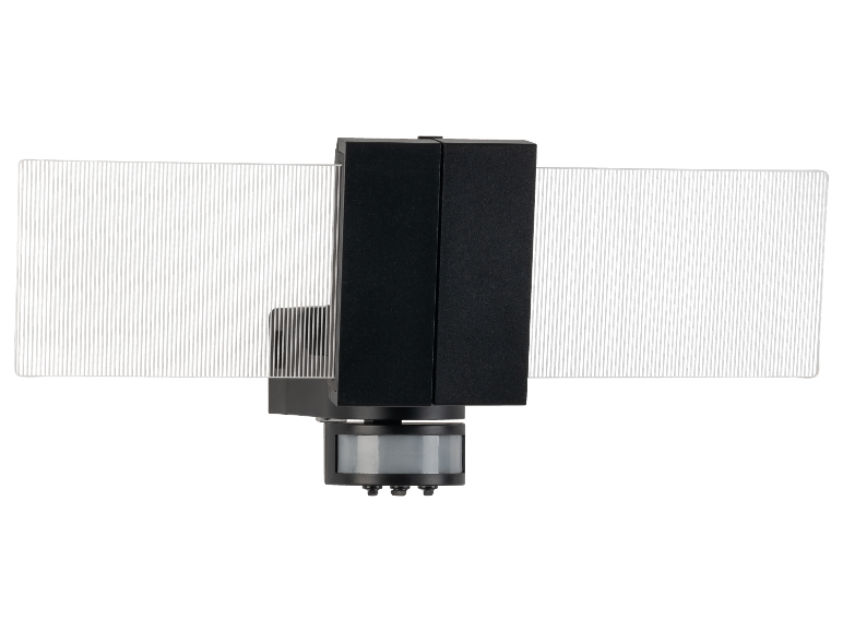 Een zwarte bewegingssensor met geïntegreerde panelen.