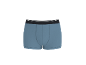 Blauwe herenboxershort met een zwart-wit gestreepte tailleband.
