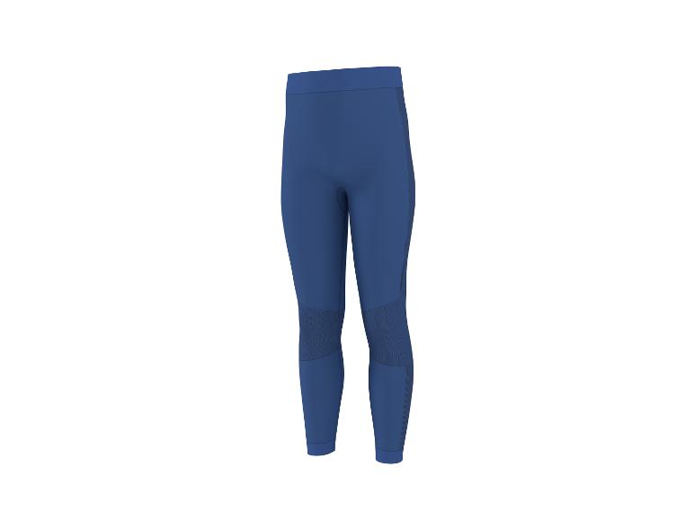 Blauwe heren trainingsbroek met verstevigde knieën en zijpanelen.