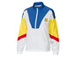 Witte windjack met Lidl logo, blauw, geel en rood.