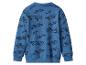 Blauwe kinderhoodie met zwarte skateboardprint, achterkant