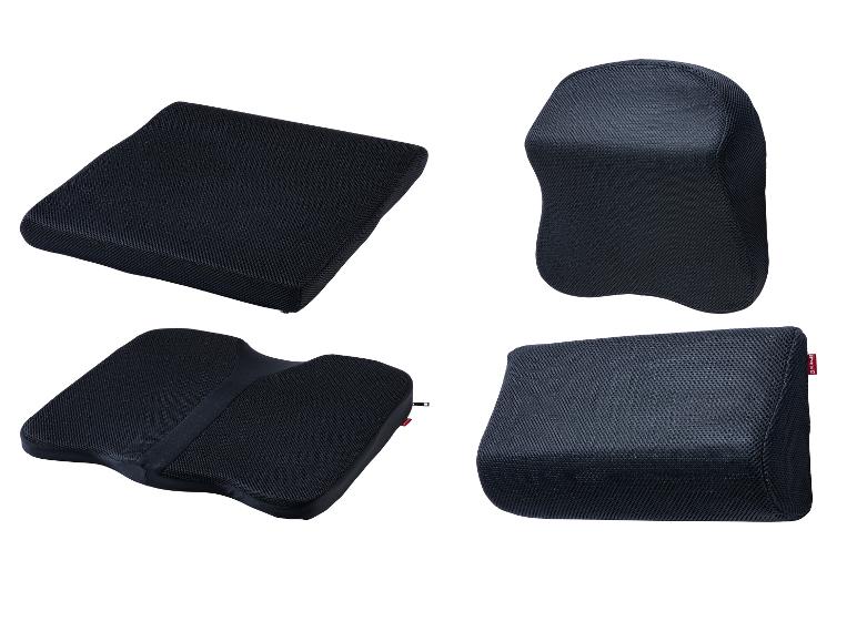 Zwarte mesh zit- en rugkussens voor extra comfort.