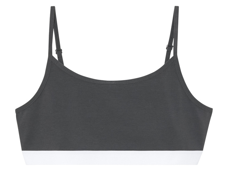 Een grijze sportbeha met witte band.