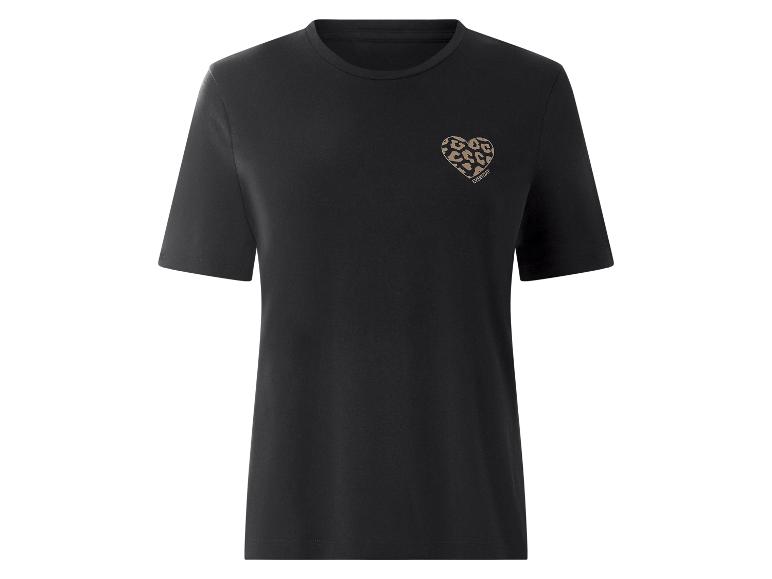 Zwart dames T-shirt met een luipaardprint hart en de tekst 'EVERYDAY'.