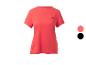 Koraalkleurig dames sport T-shirt met een klein zwart logo op de borst.