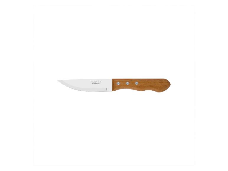 Steakmes met gekarteld lemmet en houten handvat