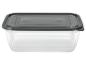 Transparante voedselcontainer met een grijs deksel