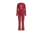 Rode kerstpyjama met een top met lange mouwen en een broek met teddybeerpatroon.