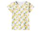 Wit T-shirt met korte mouwen en citroen- en bladpatroon.
