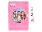 Roze pluizig 'Forever Girlie' dagboek met drie cartoonmeisjes en glitters, inclusief hangslot en sleutel.
