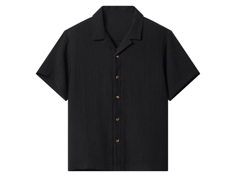 Zwart herenshirt met korte mouwen en knopen