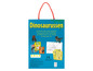 Een doos met dinosaurussen kleurplaten, puzzels, knutsel ideeën, stickers en een poster.