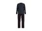 Herenpyjama: donkerblauw shirt met lange mouwen en geruite broek.