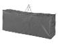 Grijze beschermhoes voor tuinmeubelen met rits en handvatten.