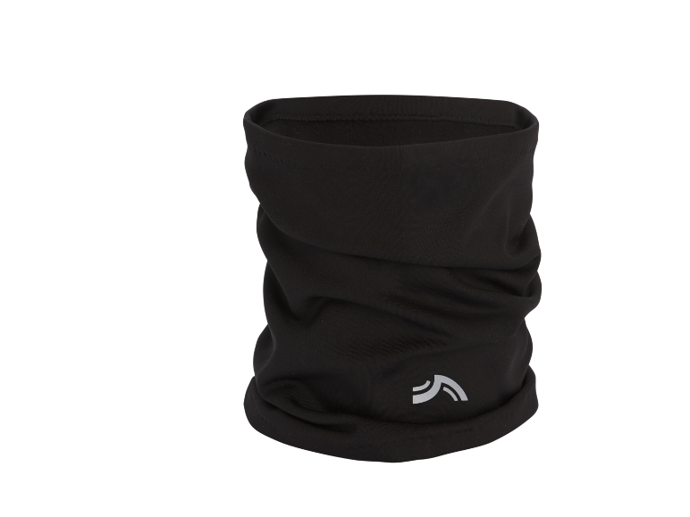 Zwarte nekwarmer met reflecterend logo