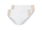 Twee paar witte slips met beige kant.