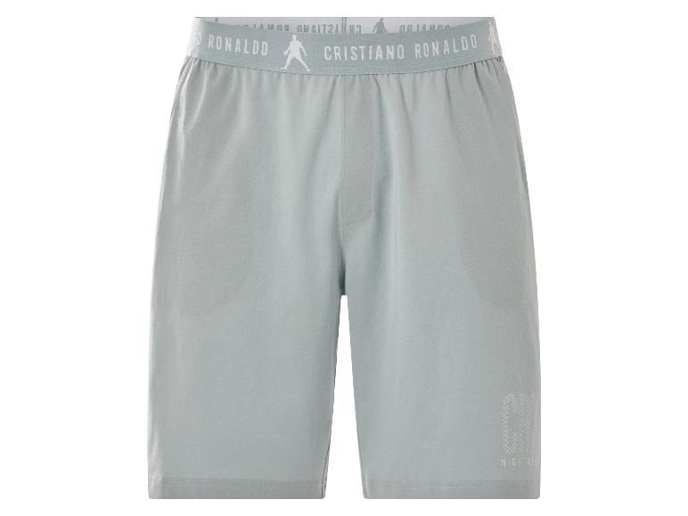Lichtgrijze nachtshort met elastische tailleband met 'CRISTIANO RONALDO' en een spelerslogo.