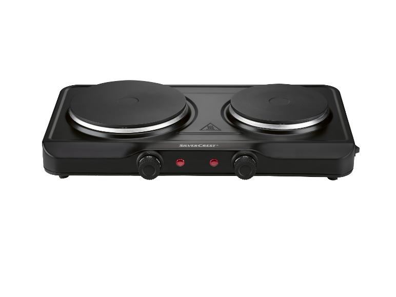 Zwarte SilverCrest dubbele kookplaat.