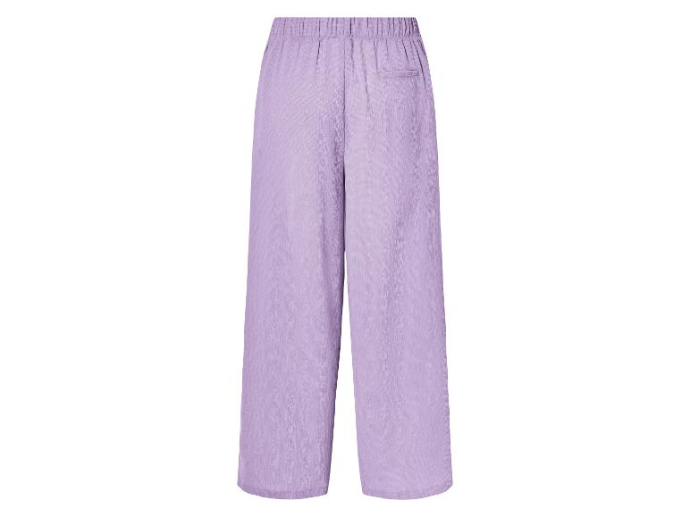 Lila wijde broek met elastische tailleband.