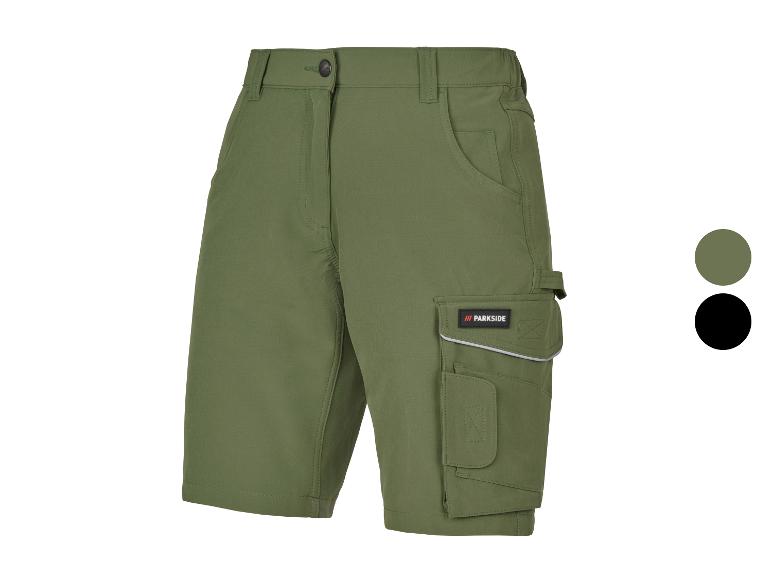 Parkside olijfgroene werkshorts met cargozakken en reflecterende details.