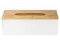 Witte tissuebox met bamboe deksel