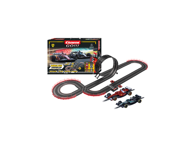 CARRERA Formula Track Attack racebaan met twee auto's en een looping.