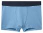 Blauwe boxershort voor heren met donkere elastische tailleband.