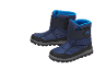 Paar blauwe waterdichte kindersnowboots met klittenbandsluiting.