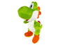 Een groene Yoshi knuffel met oranje accenten.