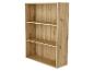 Houten boekenkast met drie open vakken, in een lichte eikenhouten afwerking.